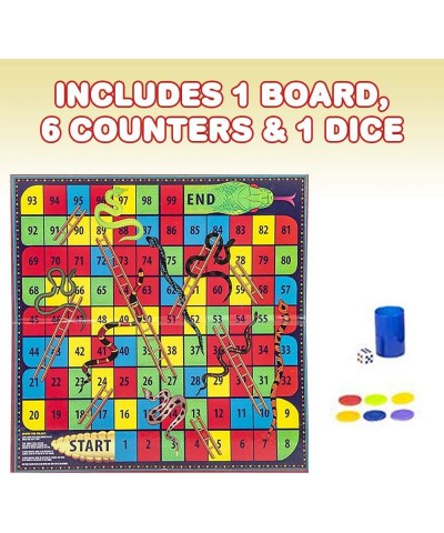 Snakes and Ladders Board Game for Kids Complete Set with Board 6 Pegs and Dice Classic Fun for Family Game Night and Classroo...