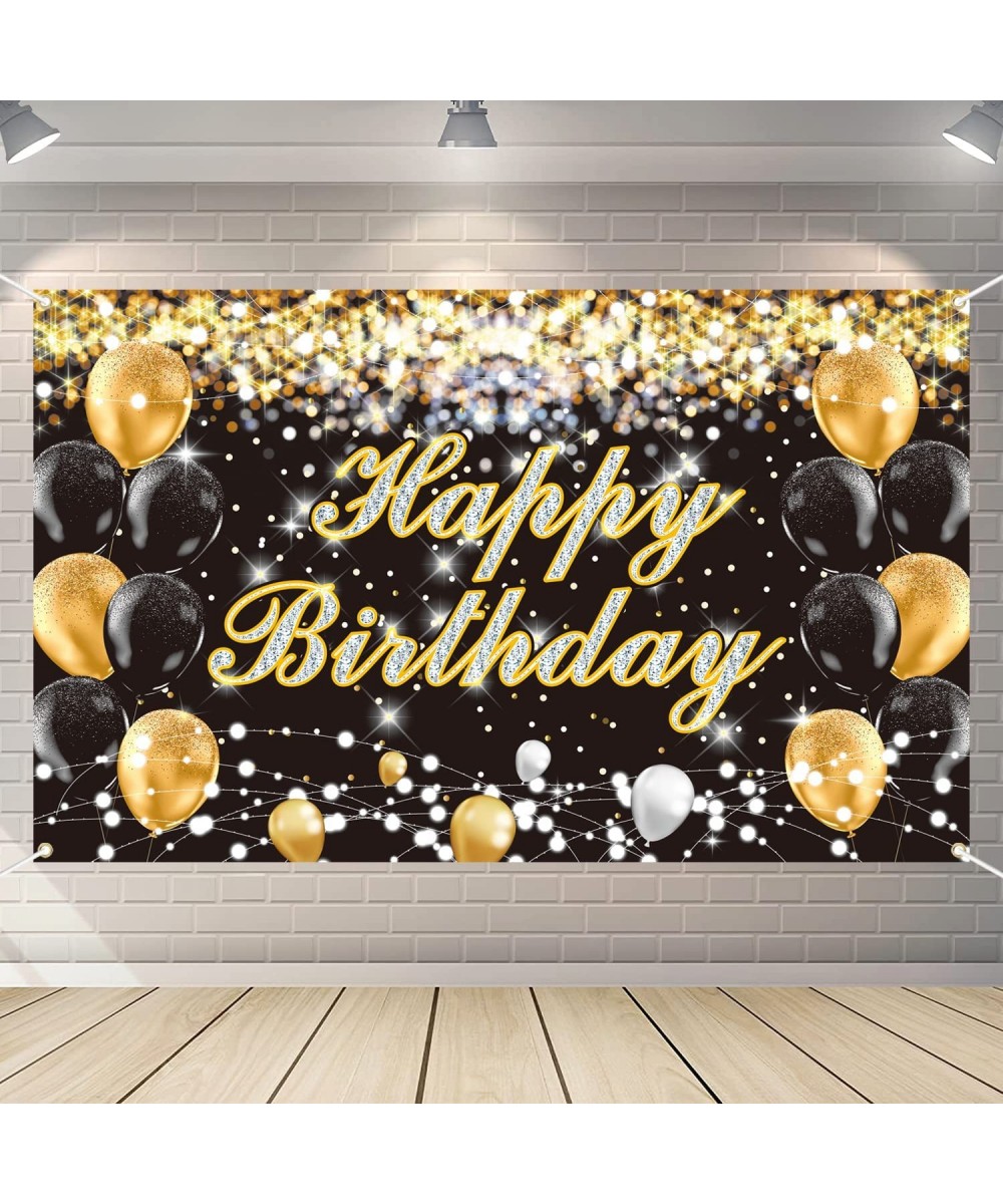 Black Gold Birthday Banner Backdrop Black Gold Birthday Party Decorations Black Gold Birthday Photography Background Black Go...