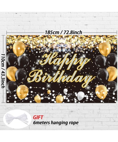 Black Gold Birthday Banner Backdrop Black Gold Birthday Party Decorations Black Gold Birthday Photography Background Black Go...