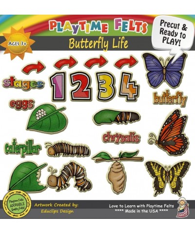 Butterfly Life Cycle Felt Set | 17 PRECUT & Ready to Play Felt Figures for Flannel Board Teaching for Toddlers Preschoolers a...