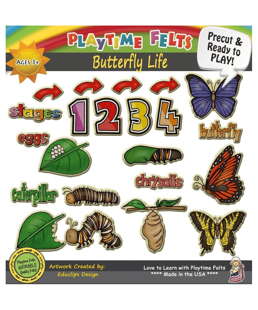 Butterfly Life Cycle Felt Set | 17 PRECUT & Ready to Play Felt Figures for Flannel Board Teaching for Toddlers Preschoolers a...