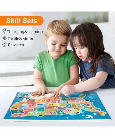 Map Jigsaw Puzzle Floor Puzzle Wooden Puzzles for Kids Ages 4-8 World US Map Puzzles for Boys and Girls as Gift Toy(2 Pack US...