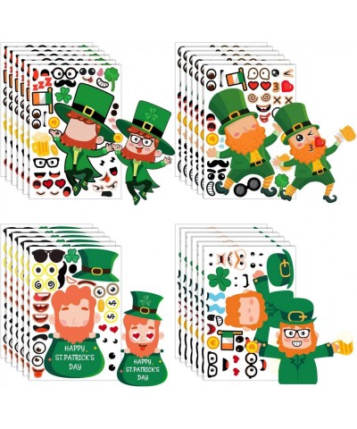 24 Sheets St.Patricks Day Make Your Own Stickers Decorative Face Leprechauns for Kids Boys Girls Sticker Mix and Match Shamro...