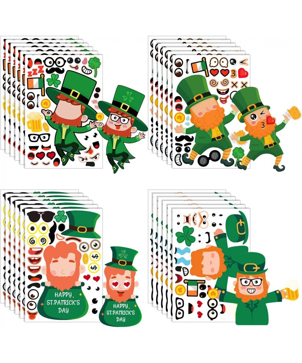 24 Sheets St.Patricks Day Make Your Own Stickers Decorative Face Leprechauns for Kids Boys Girls Sticker Mix and Match Shamro...