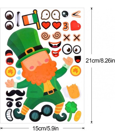 24 Sheets St.Patricks Day Make Your Own Stickers Decorative Face Leprechauns for Kids Boys Girls Sticker Mix and Match Shamro...