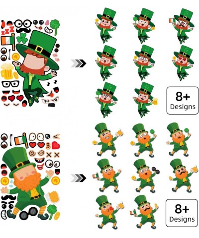 24 Sheets St.Patricks Day Make Your Own Stickers Decorative Face Leprechauns for Kids Boys Girls Sticker Mix and Match Shamro...