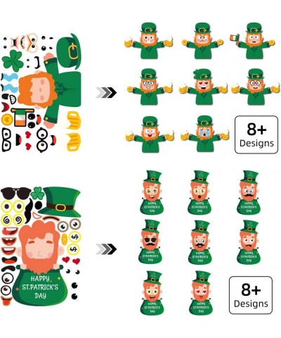 24 Sheets St.Patricks Day Make Your Own Stickers Decorative Face Leprechauns for Kids Boys Girls Sticker Mix and Match Shamro...