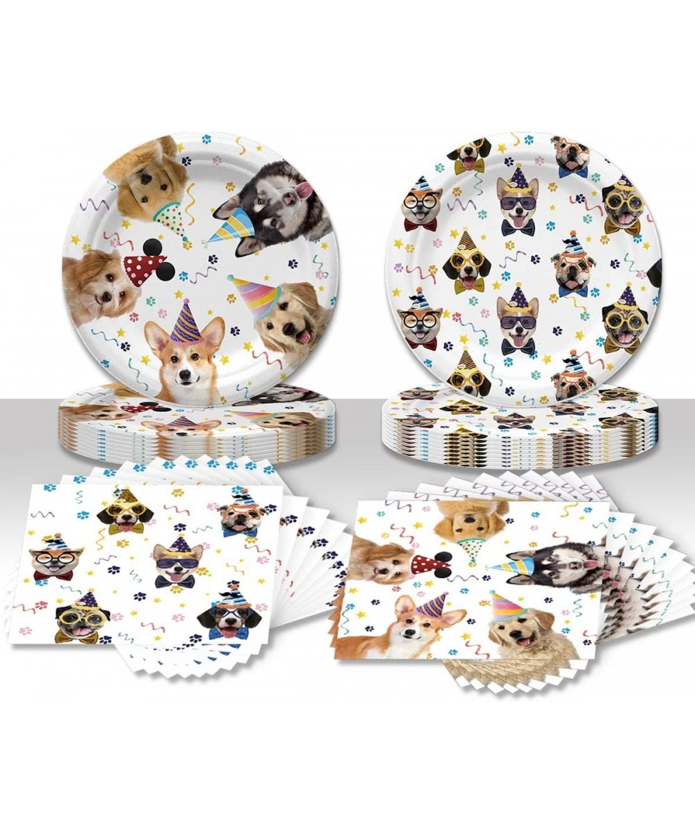 Dog Party Decorations 20 Pcs Plates and 20 Pcs Napkins Puppy Paw Print For Dog Birthday Party Tableware Favors Severs 20 $20....