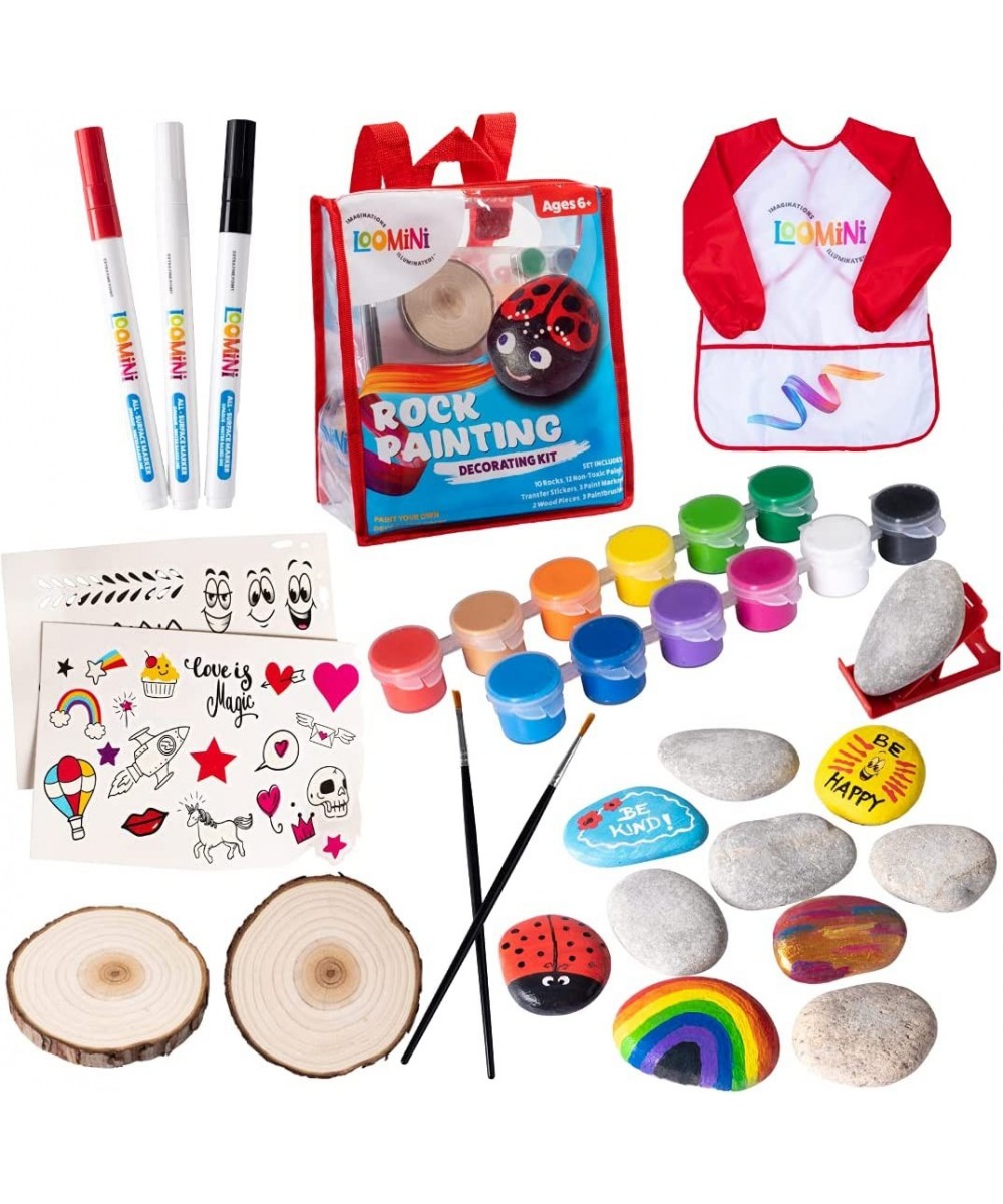 Rock Painting Kit for Kids | Arts & Craft Kits for Girls & Boys with 10 Assorted River Rocks Acrylic Paints Paintbrushes Art ...