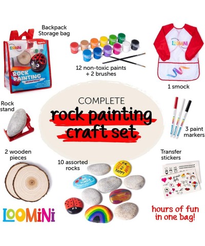 Rock Painting Kit for Kids | Arts & Craft Kits for Girls & Boys with 10 Assorted River Rocks Acrylic Paints Paintbrushes Art ...