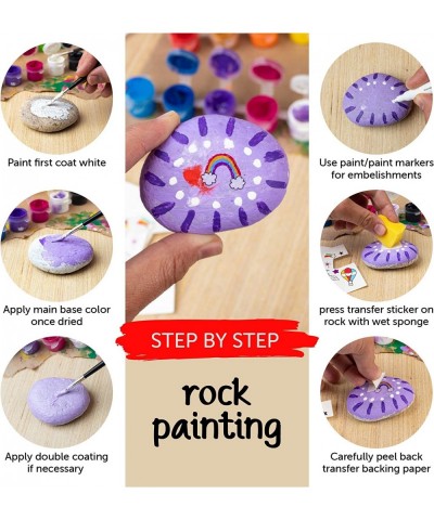 Rock Painting Kit for Kids | Arts & Craft Kits for Girls & Boys with 10 Assorted River Rocks Acrylic Paints Paintbrushes Art ...