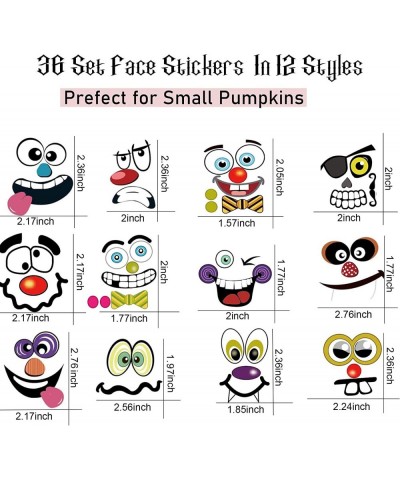 36 Packs Halloween Pumpkin Decorating Stickers 18 Sheet Pumpkin Face Stickers in 12 Designs for Halloween Party Supplies Tric...