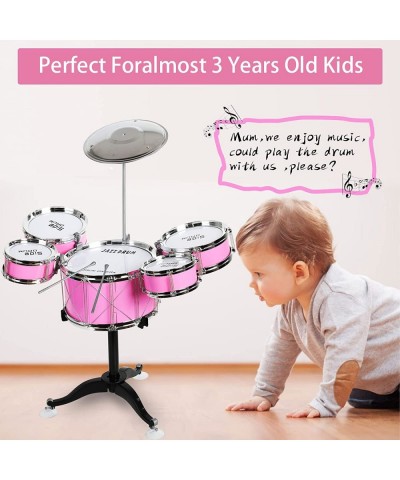 Mini Drum Sets for Kids 1 2 3 4 Years Old Musical Toys Percussion Instruments with 5 Drum 1 Cymbal and 2 Drumsticks (Pink) $8...