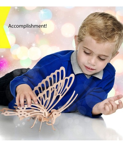 Bundle of Animals: Snake Butterfly & Horse Wooden 3D Puzzle Construction Kist Fun & Educational DIY Toys Assemble Model Unfin...