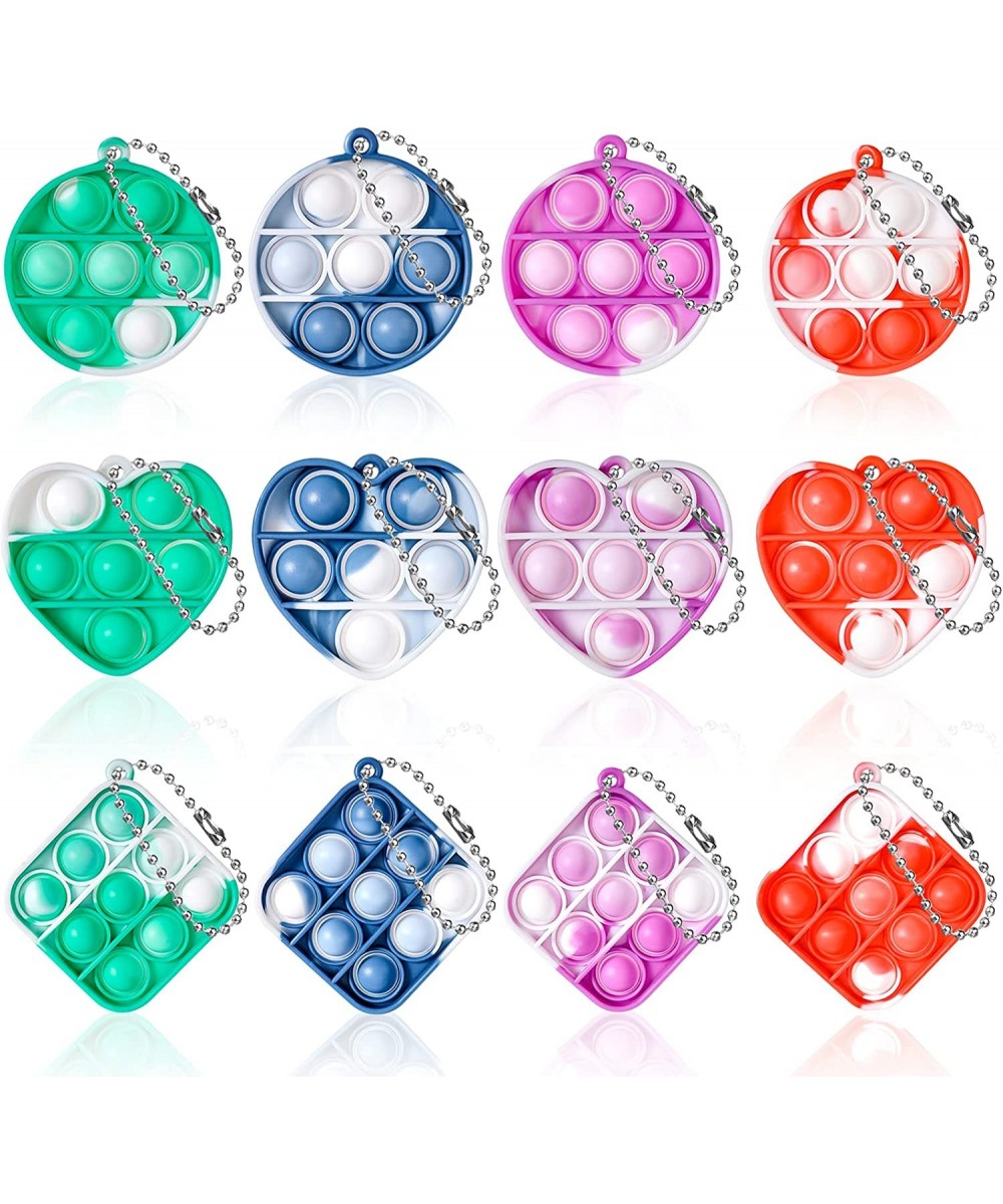 12 PCS Mini Pop Sensory Fidget Toys Simple Fidget Toy Stress Relief Hand Toys Keychain Keychain Pop Toy for Homeschool Office...