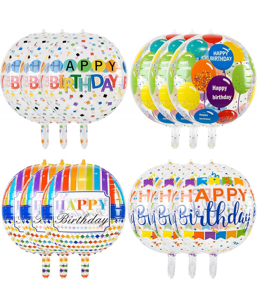 12 Pieces Large Happy Birthday Colorful 4D Balloons with 22 Inch Round Shaped Mylar Balloon for Birthday Party Baby Shower Ra...