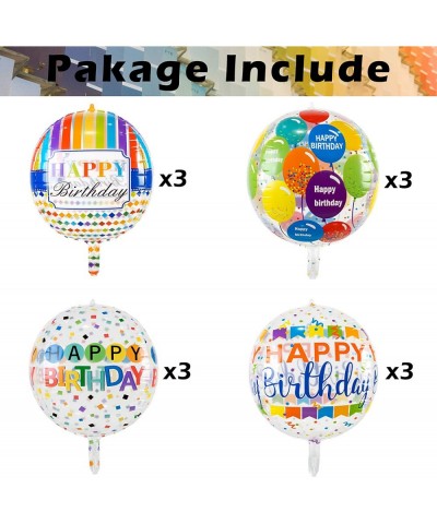 12 Pieces Large Happy Birthday Colorful 4D Balloons with 22 Inch Round Shaped Mylar Balloon for Birthday Party Baby Shower Ra...