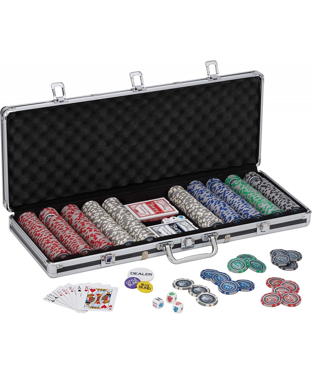 Fat Cat Bling 13.5 Gram Texas Hold 'em Clay Poker Chip Set with Aluminum Case 500 Striped Dice Chips $129.82 Casino Equipment