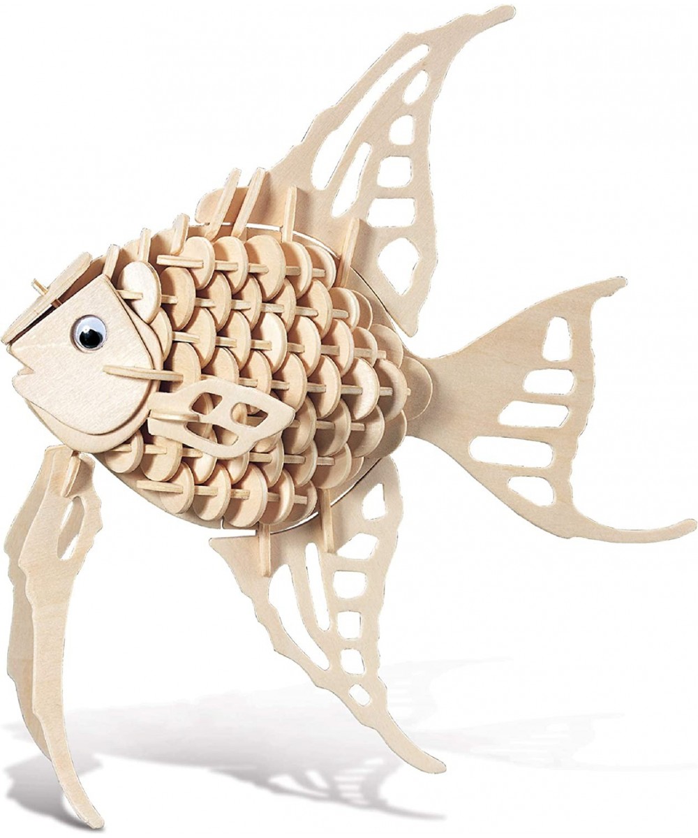 3D Puzzle Angel Fish Wood Craft Construction Model Kit Fun Unique & Educational DIY Wooden Toy Assemble Model Unfinished Craf...