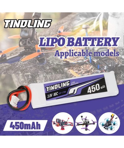 1S Lipo Battery 3.8V 450mAh HV 80C with JST-PH2.0 Plug for 1/8 1/10 RC Scale Vehicles Car Trucks Boats RC Models Hobby DIY Pa...