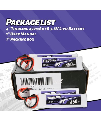 1S Lipo Battery 3.8V 450mAh HV 80C with JST-PH2.0 Plug for 1/8 1/10 RC Scale Vehicles Car Trucks Boats RC Models Hobby DIY Pa...