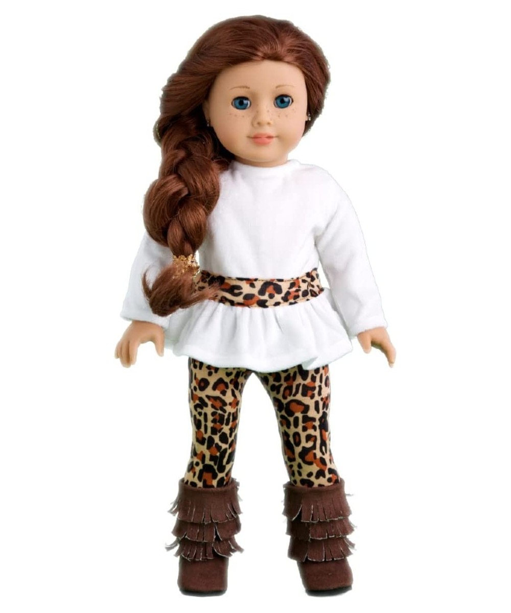 Fashion Safari - 3 Piece Outfit - Ivory Velvet Tunic Cheetah Leggings and Fringed Boots - Clothes Fits 18 Inch Doll (Doll Not...