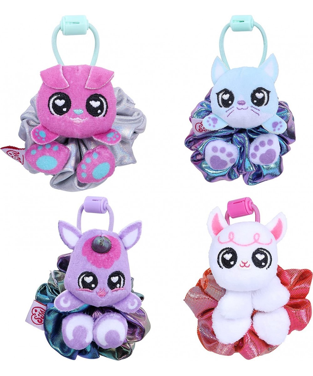 Four Pack Exclusive scrunchies That Magically transforms from Hair Scrunchie to Cute Plush Friend as Well as Backpack Clip. S...