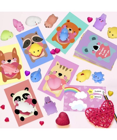 Valentines Day Cards for Kids - 28 Packs Cute Mochi Squishies Toys with Gifts Cards Valentine Party Favors Toys for Boys & Gi...