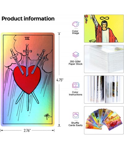 Rainbow Tarot Cards Decks Tarot Card and Book Sets for Beginners Holographic Tarot Deck $27.26 Fortune Telling Toys