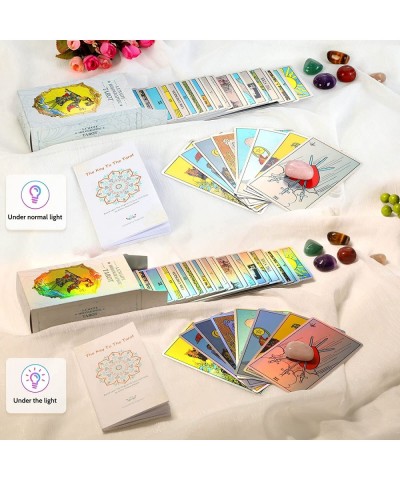 Rainbow Tarot Cards Decks Tarot Card and Book Sets for Beginners Holographic Tarot Deck $27.26 Fortune Telling Toys