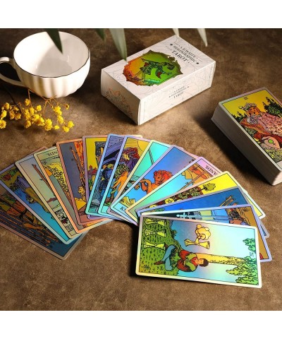 Rainbow Tarot Cards Decks Tarot Card and Book Sets for Beginners Holographic Tarot Deck $27.26 Fortune Telling Toys