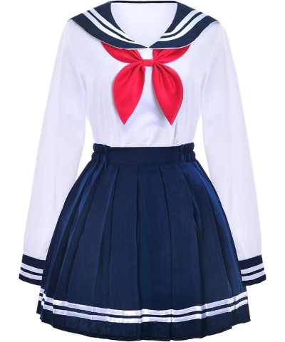 Japanese School Girls Uniform Sailor Navy Blue Pleated Skirt Anime Cosplay Costumes with Socks Set(SSF13) $48.58 Kids' Costumes