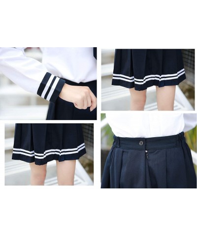 Japanese School Girls Uniform Sailor Navy Blue Pleated Skirt Anime Cosplay Costumes with Socks Set(SSF13) $48.58 Kids' Costumes