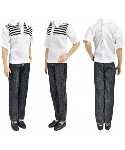 3 Sets Fashion Casual Wear Plaid Doll Clothes Jacket Pants Outfits with 3 Pairs Shoes for 12 Inches boy Dolls $16.41 Doll Acc...