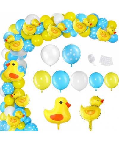 113 Pcs Yellow Duck Balloon Arch Garland Kit 12 10 5 Inch Blue Yellow White Latex Balloons Mini Yellow Duck Foil Balloons for...