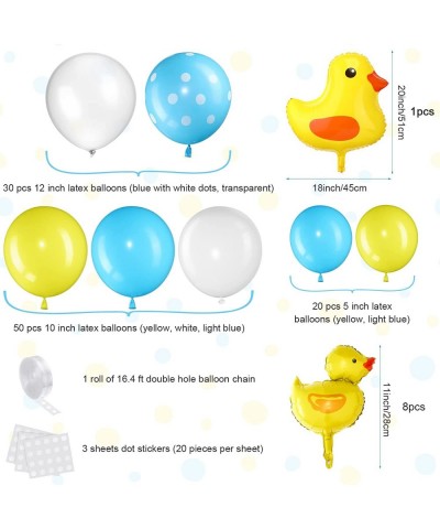 113 Pcs Yellow Duck Balloon Arch Garland Kit 12 10 5 Inch Blue Yellow White Latex Balloons Mini Yellow Duck Foil Balloons for...