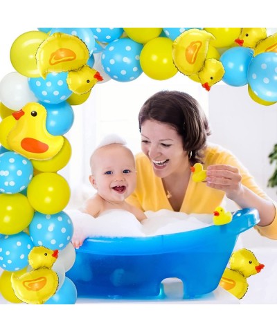 113 Pcs Yellow Duck Balloon Arch Garland Kit 12 10 5 Inch Blue Yellow White Latex Balloons Mini Yellow Duck Foil Balloons for...