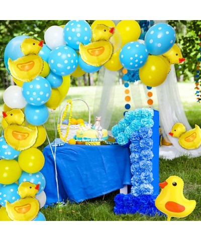 113 Pcs Yellow Duck Balloon Arch Garland Kit 12 10 5 Inch Blue Yellow White Latex Balloons Mini Yellow Duck Foil Balloons for...