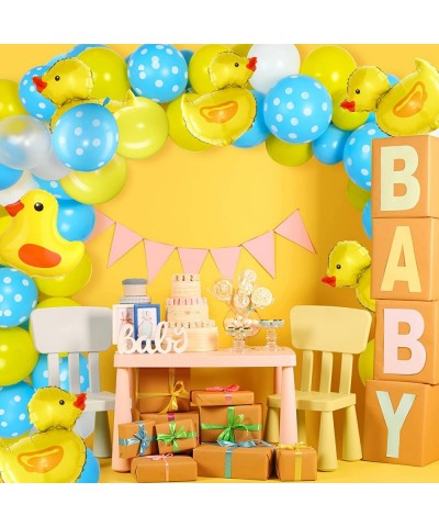 113 Pcs Yellow Duck Balloon Arch Garland Kit 12 10 5 Inch Blue Yellow White Latex Balloons Mini Yellow Duck Foil Balloons for...