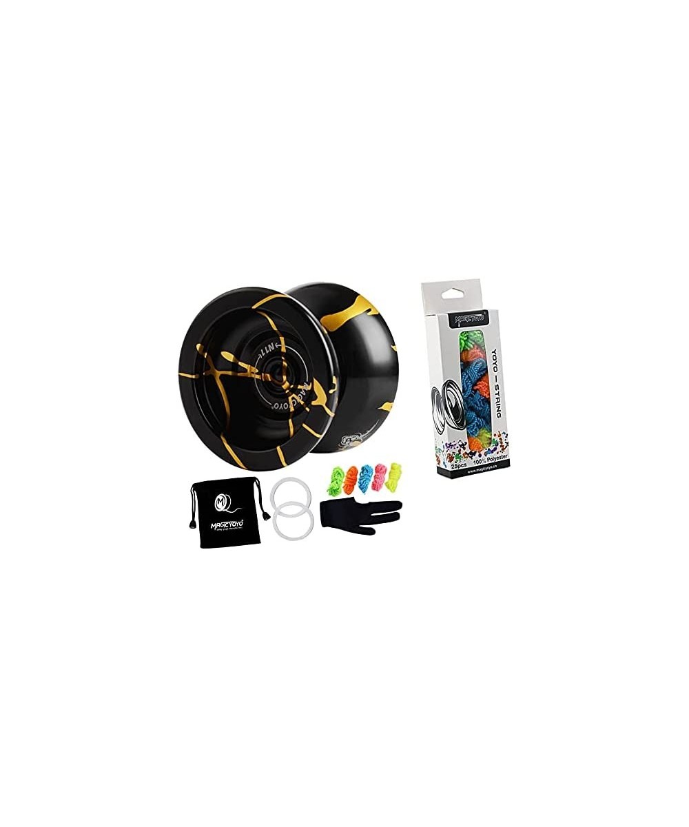 N11 Black Golden Unresponsive Yoyo Alloy Aluminum YoYo with Yoyo Glove Yoyo Bag Yoyo Strings and Pack of 25 Replacement Yoyo ...