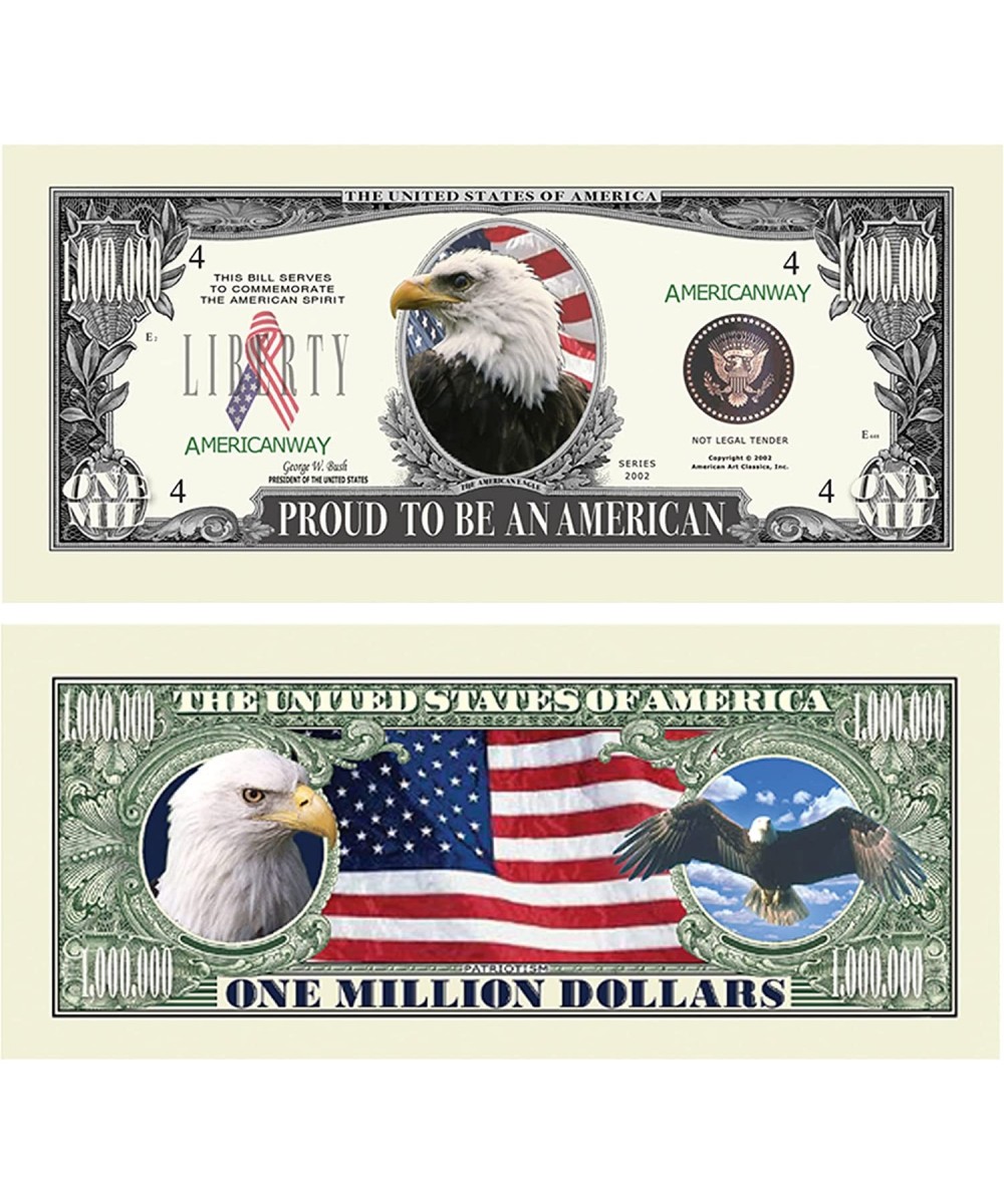 American Bald Eagle - Proud to Be an American Million Dollar Novelty Bill - Pack of 25 $22.99 Gags & Practical Joke Toys