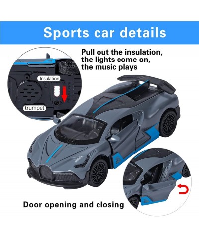 2 Pack Die-Cast Sports Racing Cars Pull Back Vehicles Toy 1/36 Scale Metal Model Car with Sound and Light Gift for Boy Girl K...