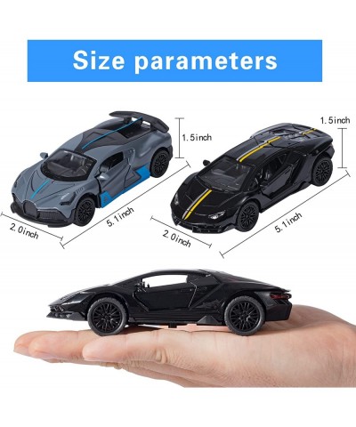 2 Pack Die-Cast Sports Racing Cars Pull Back Vehicles Toy 1/36 Scale Metal Model Car with Sound and Light Gift for Boy Girl K...