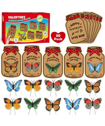 Valentines Day Gifts for Kids 30 Pack Love Bug Bulk with 5 Different Artificial Butterfly Valentines Card for Kids Valentine'...