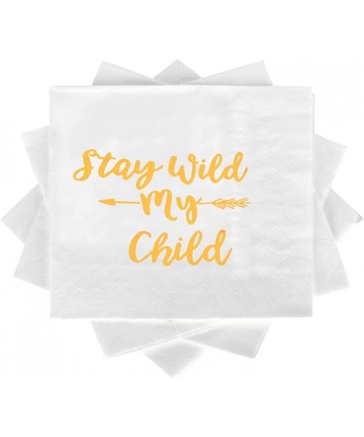 Baby Shower Napkins Cocktail Napkins with Gold Foil Disposable Luncheon Dinner Napkins Party Supplies "Stay Wild my Child" Pe...