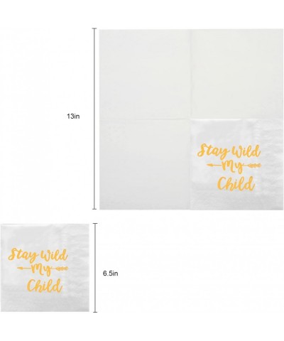 Baby Shower Napkins Cocktail Napkins with Gold Foil Disposable Luncheon Dinner Napkins Party Supplies "Stay Wild my Child" Pe...