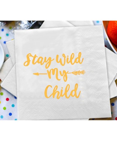 Baby Shower Napkins Cocktail Napkins with Gold Foil Disposable Luncheon Dinner Napkins Party Supplies "Stay Wild my Child" Pe...