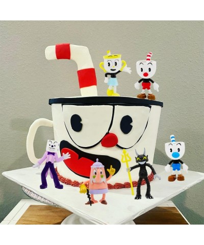 6Pcs Birthday Cake Topper For Cup-head Figures Party Decoration Kid's Birthday Party Supplies $24.22 Kids' Party Decorations