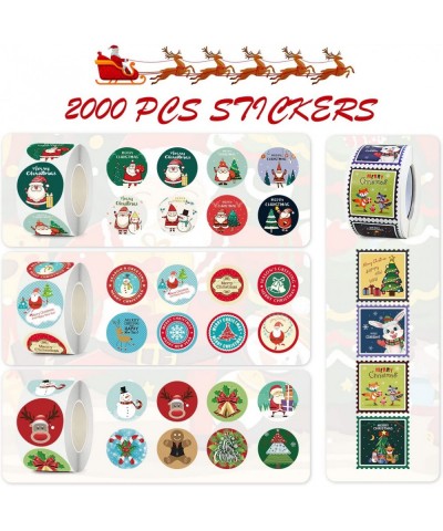 2000 Pcs Christmas Stickers 28 Designs Merry Christmas Stickers Santa Snowmen Xmas Tree Deer Sock Holiday Party Decorative En...