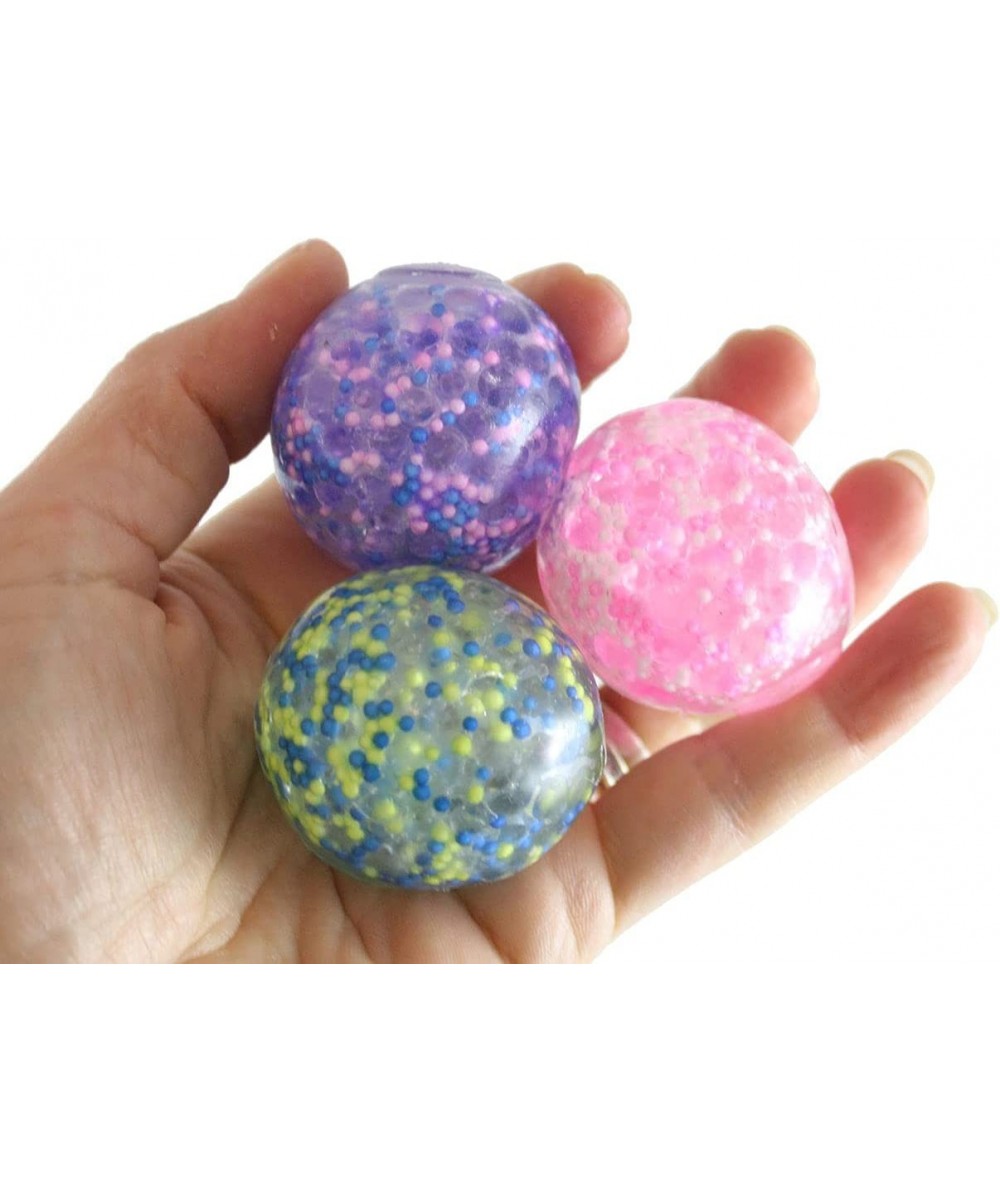 1 Pack of 3 Small Amazing 1.5" Confetti Bead with Thick Gel Mold-able Stress Ball - Ceiling Sticky Glob Balls - Squishy Gooey...